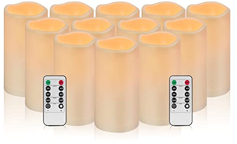 wemarry Waterproof Flameless Candles with Remote, Outdoor Indoor Battery Operated Candles(D3 x H 6),12Pcs Led Fake Candles for Party Home Decor