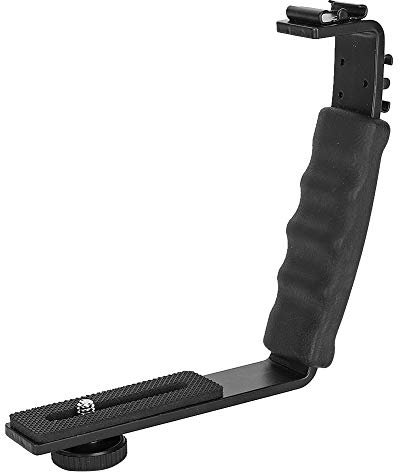 Fydun Soporte de Cámara Soporte de Flash de Cámara Pesado Soporte en L Soporte de Zapatas Doble Soporte de Adaptador de Montaje DV Micrófono Luz LED