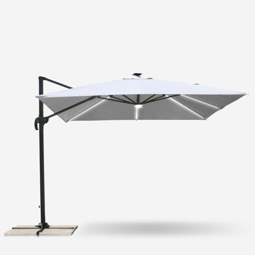 Produce Shop Ombrellone Giardino Anti UV con Luce Solare LED Quadrato 3x3m Braccio Alluminio Paradise