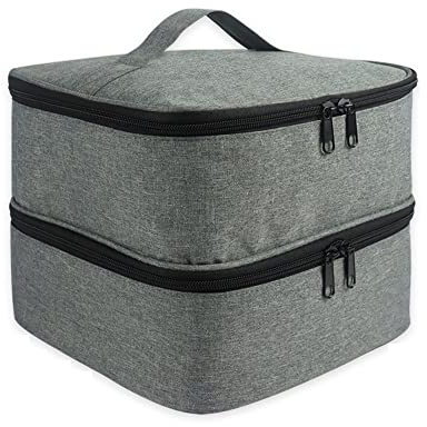 Contenitore per unghie, sacchetto di stoccaggio per unghie a doppio strato - lampada per essiccante per unghie e 30 bottiglie (15ml), sacchetto organizzatore per unghie per di manicure set(Grigio)