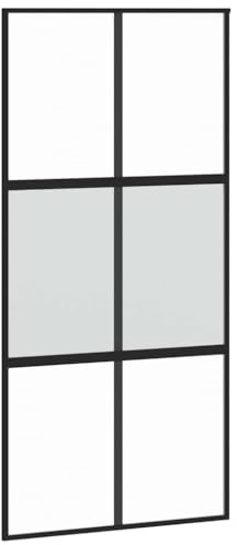 vidaXL Skjutdörr svart 102,5x205 cm härdat glas och aluminium