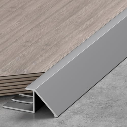 TREGOO Transition Strip Wood Flooring Transition Ramp Reducer, Indoor Metal Threshold Cover for Uneven Floors/Tiles/Carpet, Laminate Underlay Edge Trimming Bar (Color : Light Gray, Size : 10mm-12mm)