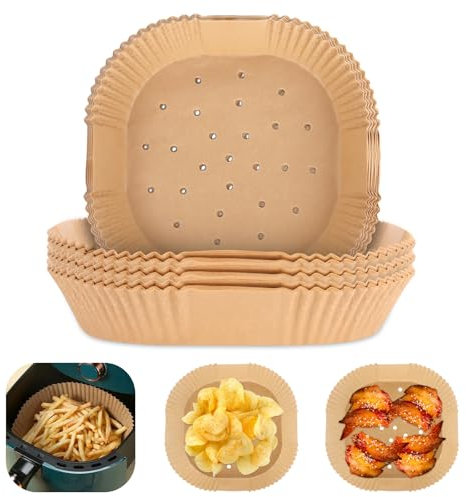 200 Stück Backpapier für Heißluftfritteuse，Airfryer Backpapier Pergamentpapier Liner,Quadrat Airfryer Backpapier,Antihaft Wasserdicht Ölfest,für Ofen, Pfannen und Backen，Bratpfanne,Mikrowelle