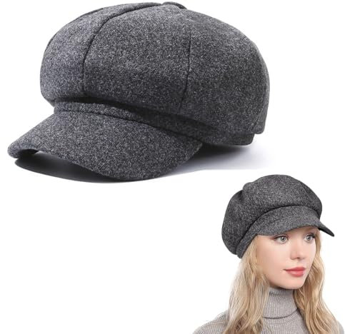 Baskenmütze Damen Barett,Damen Schirmmütze Barett Winter Mütze,Damen Ballonmütze Schirmmütze Wintermütze Kappe Barett Winter Mütze Herbst Winter,Französisch Schirmmütze Wolle Wintermütze Newsboy Mütze