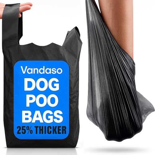 Large Dog Poo Bags Black - 200 Pack, 40% Thicker & 25% Larger Poop Bag with Easy Tie Handles, 100% Leak Proof, Odour Free Pet Waste Disposal, Discreet Opaque