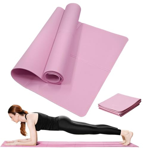 LULUWA Pieghevole Viaggi Yoga Zerbino 6mm, Non-Slip EVA Leggero Esercizio Pilates Zerbino per Lo Yoga Pilates Casa Allenamenti e Pavimento Esercizi 173 x 61 CM (Rosa)