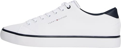 Tommy Hilfiger Uomo Sneakers Vulcanizzate Profilo Basso, Bianco (White), 43