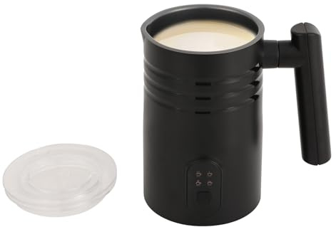 Montalatte elettrico 5 in 1 400 W en 304 in acciaio inox automatico per latte freddo caldo per latte, cappuccino o caffè freddo (nero)