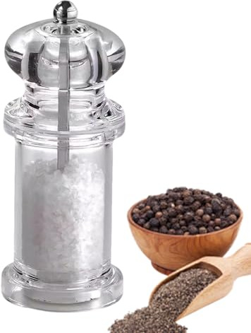 Senermter Salero Molinillo - Molinillo Manual De Sal Y Pimienta | Recipiente Transparente Molienda Ajustable Utensilios De Cocina Para Barbacoa Camping Cocina Casera