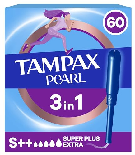 Tampax Pearl Super Extra Plus Tampones Con Aplicador, 60 Unidades (4 paquetes de 15)