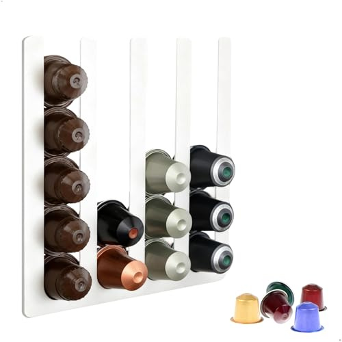 xyuayamz Kapselhalter für 20 Kapseln, Kaffeekapseln Aufbewahrung Halter, Coffee Capsule Holder, Kapselständer Selbstklebend für Küchenwände und Schränke, Weiß