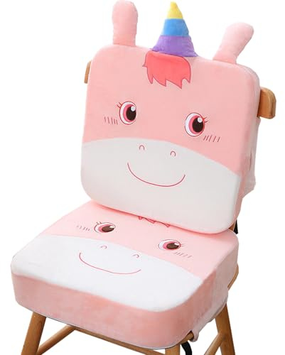 WENAUANG Rialzo Sedia Bambini, Rialzo da Sedia per Bambini, Cartoon Cuscino Rialzo per Bambini Cuscino per Sedia Seggiolino Regolabile Lavabile Smontabile per Sedia da Pranzo auto (Unicorno)