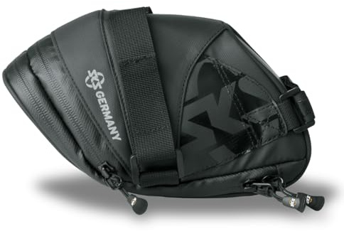 SKS GERMANY Explorer Straps 1800 Sacoche de vélo, Accessoires de vélo (Sacoche de Selle en Tissu Hydrofuge, Fermetures éclair laminées avec Easy-Zip Ergonomique, Volume : 1,8 l), Noir