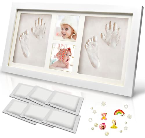 TENQUAN Baby Handabdruck und Fußabdruck Set, Gipsabdruck Baby Hand und Fuß Handabdruck Set Fussabdruck Abdruckset Geschenke Bilderrahmen Geschenk Geburt für Neugeborene Babybauch Deko Dekoration
