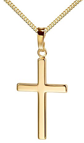 JEVELION Kreuz-Anhänger mit Kette für Damen, Herren und Kinder als Ketten-Anhänger mit Kette 750 Gold 18 Karat Hochglanz mit Schmuck-Etui