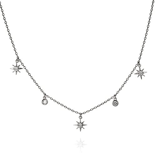namana Silber Collier Halskette für Frauen, Halsreif-Kette mit Nordstern-Anhängern, Silberkette für Damen, Damenschmuck-Geschenke für Frauen, Choker-Halsketten und Mädchen