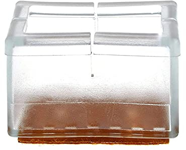 ANCLLO 12pcs Rectangle Chair Leg Caps Transparent Clear Silicone Table Furniture Leg Feet Tips Covers Wood Floor Protectors Felt Pads Prevent Scratches-Small