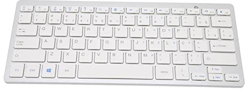 Teclado Inalámbrico Portugués Mini Multilingüe Ultra Delgado y Silencioso, 78 Teclas, Universal para Android/OS X/iOS/Windows, iPhone, iPad, Mac, etc