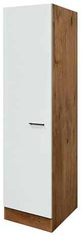 Flex Well Küchen-Hochschrank - Geschirrschrank 1-türig, 4 Regalfächern, Breite 50 cm, Magnolienweiss (Sanft Rosé und Beige Abgetöntes Weiß); Lancelot Eiche, One Size, NH1P