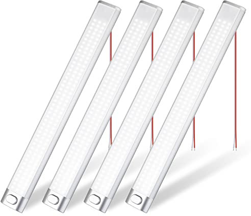 DFGOTOP 12V 120 LED Innenbeleuchtung Lampe, 12 Volt Wohnmobil Beleuchtung Leuchte, 12V Led Auto Lampe Leiste, Lampen mit Schalter 4 Verlängerungskabeln, für KFZ Van Caravan Boat Küche LKW(4 Stück)