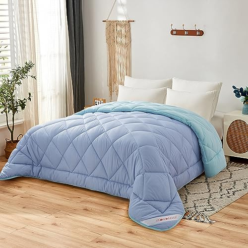 NH NOVOTEXTIL HOGAR Edredón Relleno Nórdico Cama 90 (180x270), Edredón Bicolor de Fibra 350 gr/m² - Nórdico Invierno Suave, Ligero, Reversible y Transpirable (Turquesa/Azul)