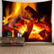 EHOMERY Weihnachten Wandbehang Kunst Wandtuch Lang Feuer Wandbehang XL Wanddekoration Diele Orange Weihnachtsdekoration 100X70Cm