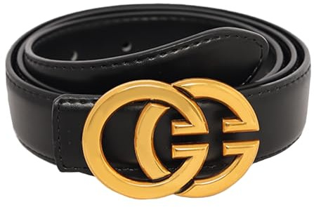 Aurolran Women's Fashion Classic Metal Buckle Leather Belt with Jeans Dress, W007, 30-33 (Pant 8-12)