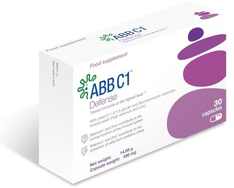 ABBC1® Defense – Complejo beta-1,3/1,6-glucano y Postbióticos ricos en Selenio y Zinc/Salud Inmunitaria & Defensas/Inmmunidad Entrenada/Suplemento Natural
