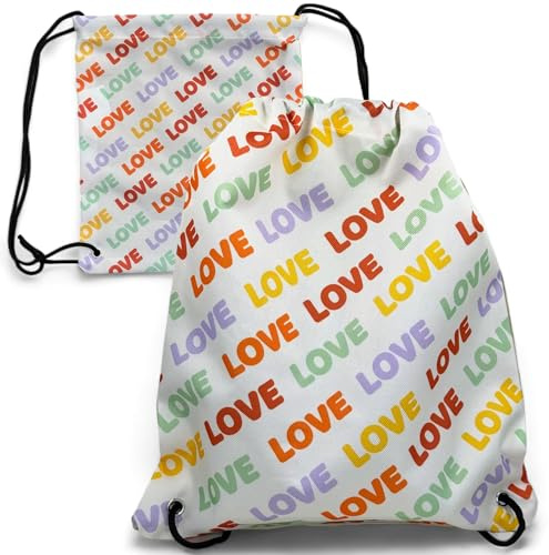 MIJOMA Färgglad gymväska sportväska – lätt ryggsäck för barn, perfekt för sport, skola och resor, 34 x 31 cm, dragskoväska av slitstark polyester, Kärlek, 34 x 31 cm für alltägliche Abenteuer