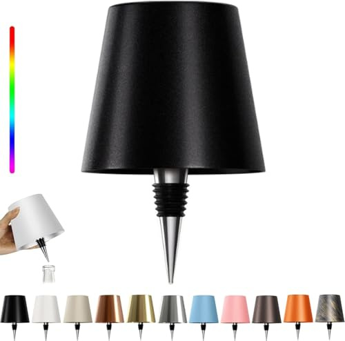 HiGropcore Lampada a bottiglia wireless con modalità RGB e luce calda, lampada da tavolo dimmerabile touch, controllo continuo della luminosità, impermeabile, ricaricabile per feste, bar, ristoranti