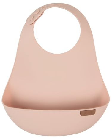 Difrax LOVI - Silikon-Lätzchen - Hellrosa | Fördert eigenständiges Essen ohne Verschmutzung | Ergonomisches Design