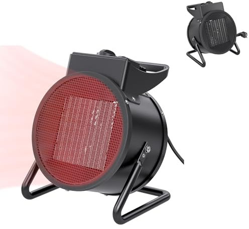 UISEBRT Portabler Heizlüfter mit Thermostat, 3000 W PTC-Keramik Heizelement für 30 m², 2 Heizstufen Überhitzungsschutz, Elektro-Heizung für Baustellen Häuser Werkstätten Garagen
