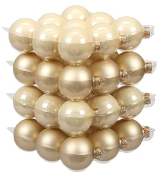 Glas-Christbaumkugeln, Champagner, 6 cm Durchmesser, 36 Stück