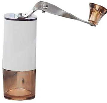 Manuell kaffekvarn Handkaffekvarn Med Keramiska Grader Två Klara Glasburkar Justerbart Handtag I Rostfritt Stål Handkaffekvarn(White)