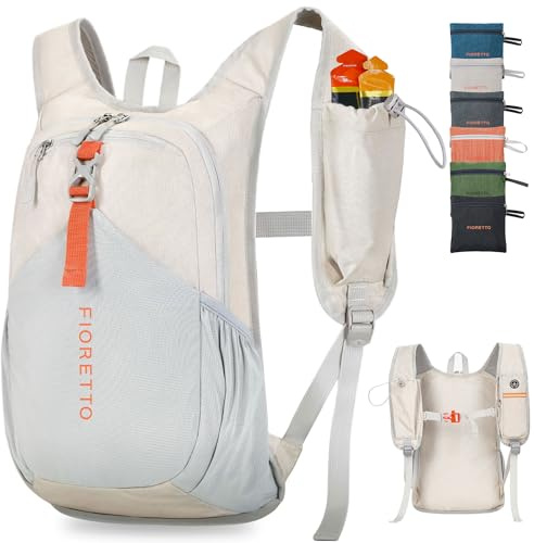 FIORETTO 15L Hiking Backpack for Women Men Mini Packable Backpack Lightweight Small Daypack for Camping Travel Outdoor, Beige