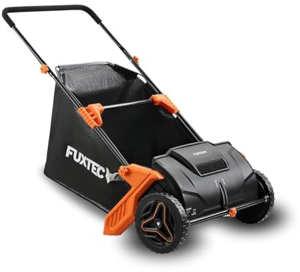 Fuxtec Ramasseur de Feuilles FX-LS52 - Largeur de Travail de 530 mm, Profondeur de Travail de 0-40mm, bac de ramassage d'environ 100L et Poids Net de 6,5 Kg