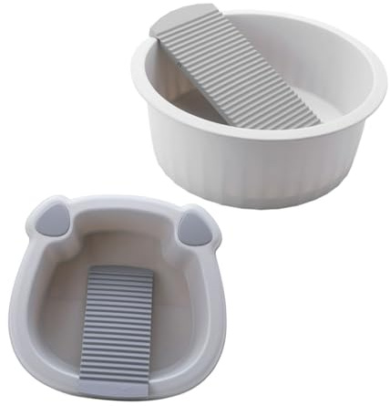 IMIKEYA 2pcs Portable Wash Basin with Scrubbing Board for Hand Washing Clothes Thickened Plastic Laundry Tub for Home and Travel Non- Design for Easy Cleaning