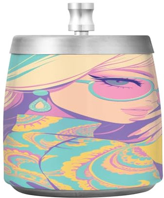 Cendrier coloré en acier inoxydable pour femme avec couvercle pour cigarettes, table d'extérieur, inodore et coupe-vent, cendrier de table pour décoration de terrasse fraîche