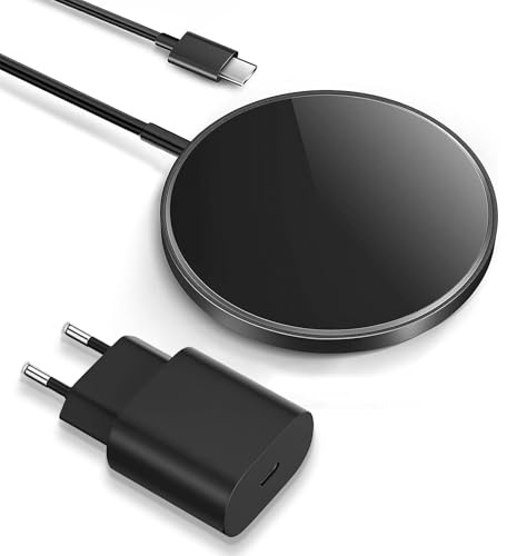 Okaywork laddarkombination – magsäker, magnetisk laddare, induktionsladdare, magnetisk laddningsstation för induktiv trådlös laddningsplatta, kompatibel med iPhone 16, 15, 14, 13, 12.