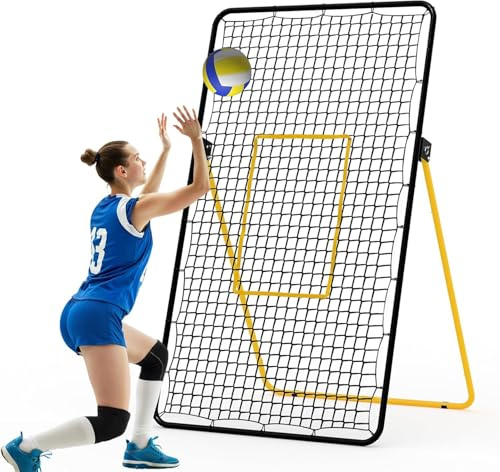 Red de reboteador de voleibol ajustable de 178 x 101 cm, gran red de entrenamiento para empujar, destruir y colocar: dispositivo de ejercicio resistente con múltiples ángulos, fácil de colocar y usar