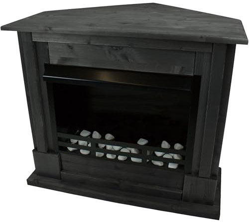 Kaminbau Mierzwa Decorative Fireplace Corner Model Emily Black Suitable for Fireplace Inserts
