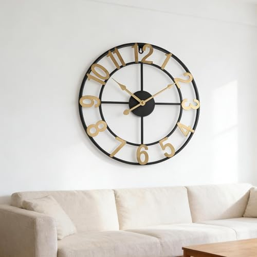 Reloj de pared vintage para exteriores, para patio, porche o jardín, metal resistente a la intemperie, reloj decorativo de cara grande con funcionamiento silencioso, 34 cm/40 cm (G)