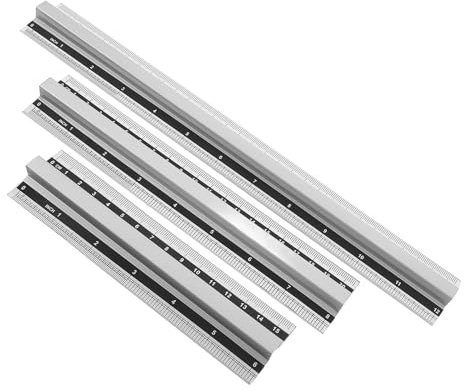 Abaodam Juego de 3 Reglas de Aluminio con Asas y Agarre Elevado, Herramientas de Medición Versátiles para Artistas y Entusiastas del Bricolaje, Tamaños 15cm, 20cm y 30cm
