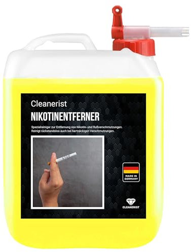 Cleanerist 5 L Ruß und Nikotinreiniger AP05 | Nikotinentferner Russentferner | Nikotin Reiniger anti Rauch | Kunststoffreiniger Nikotin-Ablagerungen I inkl. Auslaufhahn