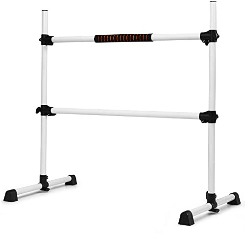 COSTWAY Barra de Ballet Independiente Móvil Altura Regulable Barra de Estiramiento Desmontable Barra de Ballet de Hierro Carga hasta 50 kg