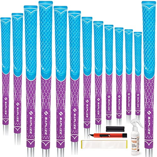 SAPLIZE Golfgriffe, Paket A (13 Griffe und komplettes Regripping-Kit), Paket B (13 Griffe), 7 Farben erhältlich, Standard-/Mittelgröße, Multi-Compound-Hybrid-Golfschlägergriffe