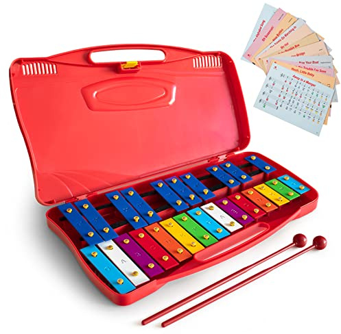 MUSICUBE Professional Glockenspiel for Kids & Adults 25-Note Well-Tuned Xylophone for Baby Toddler Orff Percussion Instrument Educational Musical Toys for Boys Girls Aged 3+ Gift Choice (G5-G7)