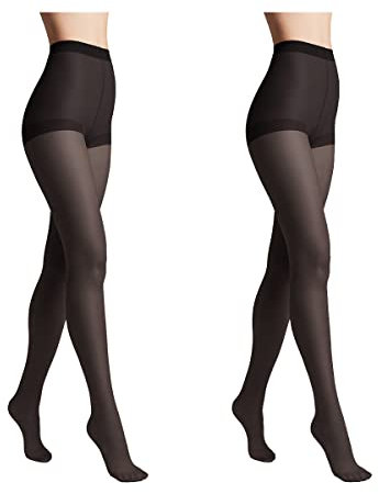 Conte elegant 2er-Pack langlebige Damenstrumpfhose Halbmatt - SOLO 40 DEN - Damen Feinstrumpfhose Strumpfhose mit markiertem Höschenteil - Einfarbig Farbe Schwarz Größe 3