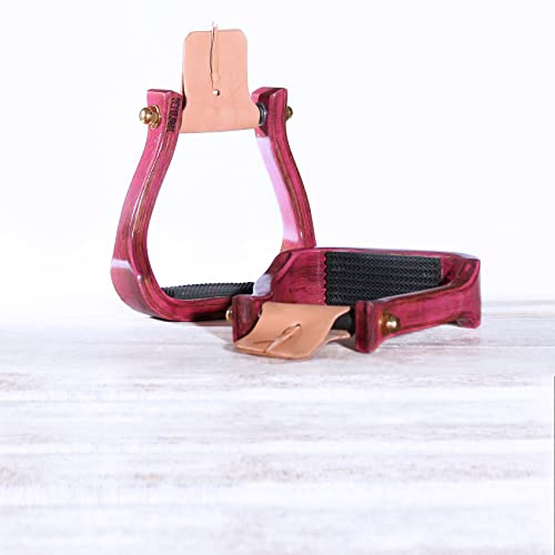 Nettles The Barrel Racer Stirrups Distressed Pink Color - 2 Tread