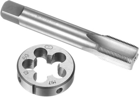 QUARKZMAN Juego de 2 Piezas de Machos y Terrajas, Macho de Rosca Métrica M17 x 1 y Terraja Redonda, Herramienta de Roscado y Roscado para Reparación de Tuercas y Tornillos